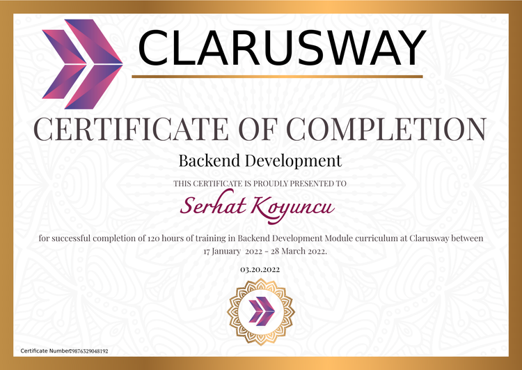 Back End Developer Certificate